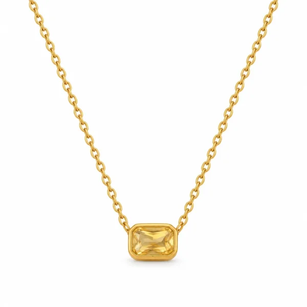 Bezel-Set Crystal Pendant Necklace