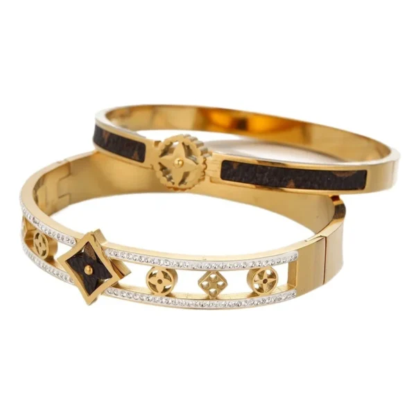 Black Inlay & Crystals Bangle