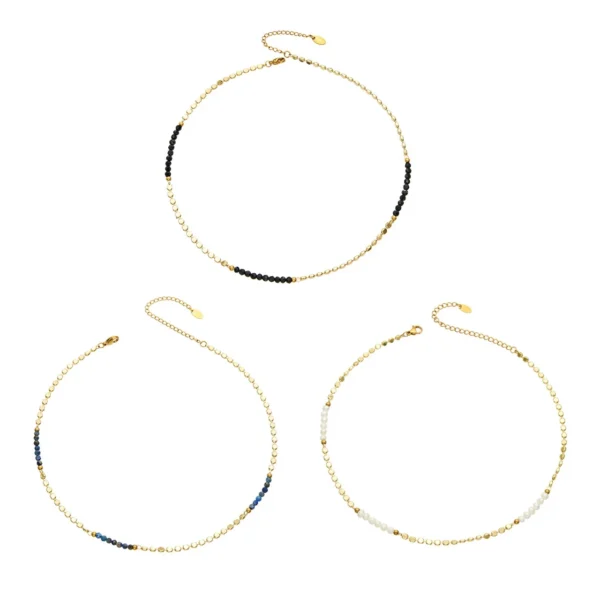 Faceted Beads & Disc Chain Necklace