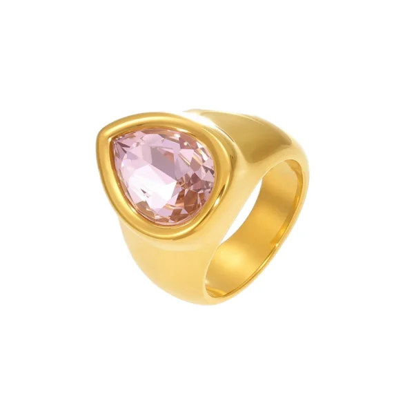 Teardrop Bezel CZ Signet Ring