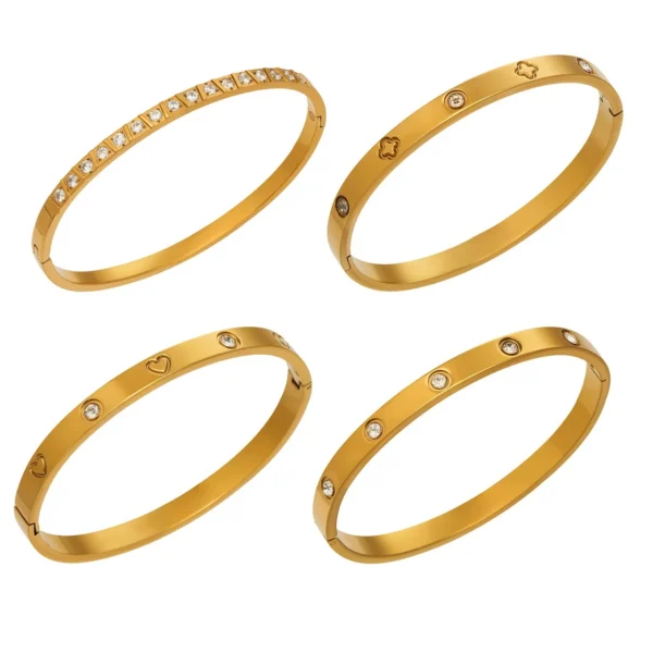 Polished Bezel CZ Motif Bangle
