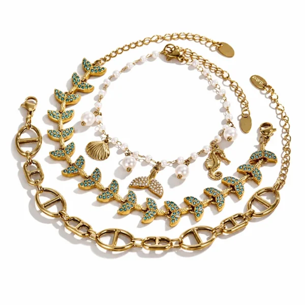 Oceanic Pearl-Effect Charm Bracelet