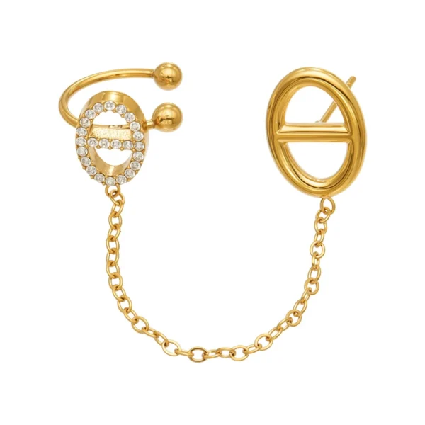 Ear Cuff and Stud Chain Earrings