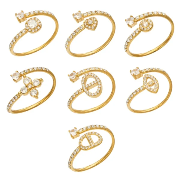 Open Rings with Pavé Bands and Cubic Zirconia