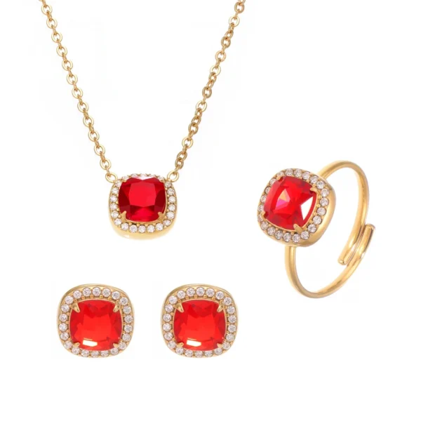 Red Cushion CZ Jewellery — Choose Your Piece