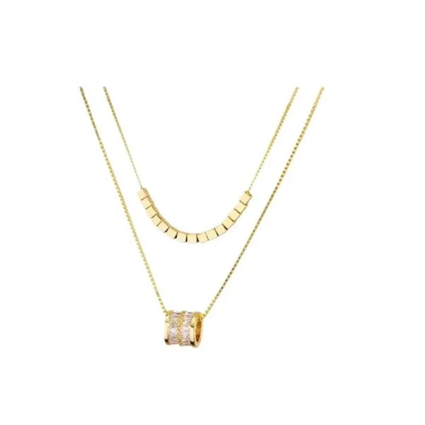 Layered Cube Bead Barrel Necklace