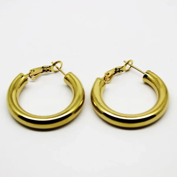 Tube-Hoop Spring-Clasp Hoop Earrings