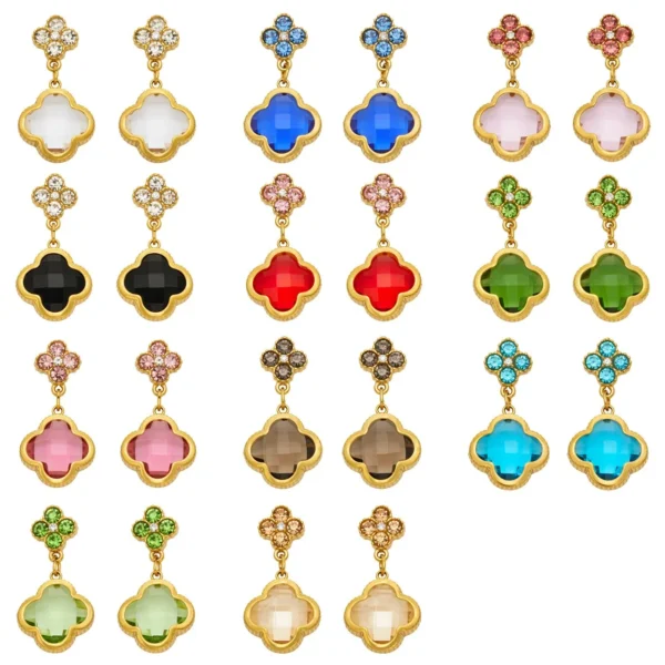 Floral Clover Drop Earrings