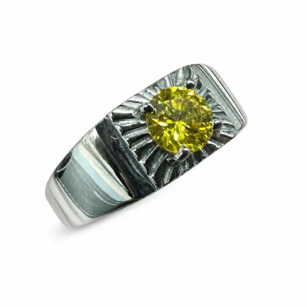 Sunburst CZ Signet Ring