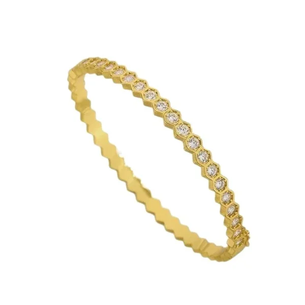 Hexagon Crystal Settings Bangle Bracelet