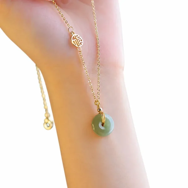 Green Donut Gemstone Pendant Necklace
