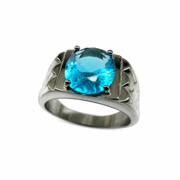 Geometric Shoulder Round Stone Signet Ring