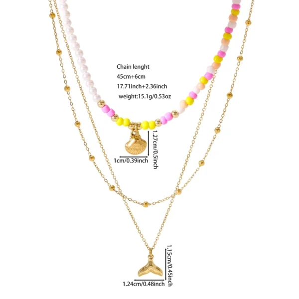 Charm: Layered Pearl Bead Shell & Tail Necklace