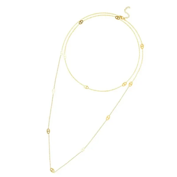 Long Necklace with Oval Cutout Stations