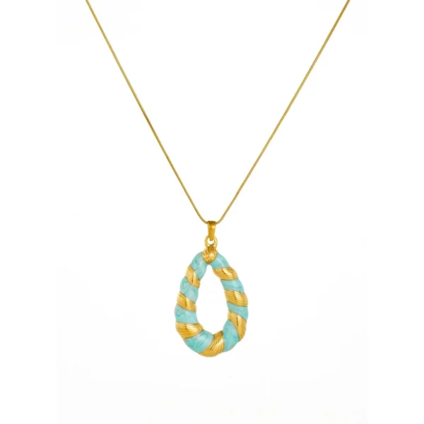 Teardrop Pendant Necklace, Enamel Twist