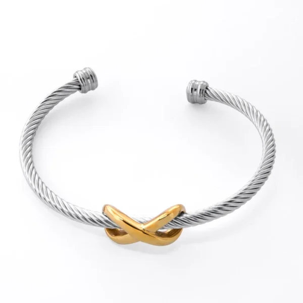 Cuff Bracelet with Twisted Cable and Knot