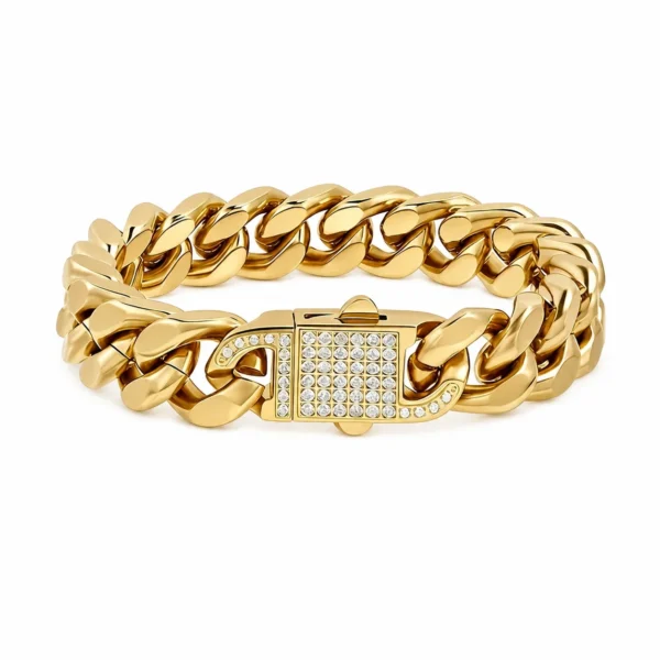 13 mm Cuban Link Bracelet with Pavé Box Clasp