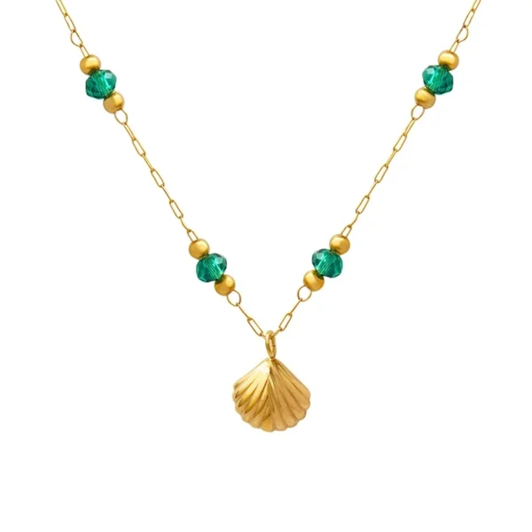 Scallop & Green Crystal Necklace or Bracelet