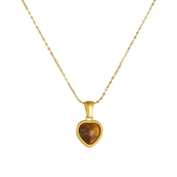 Tiger-Eye Heart Cabochons Jewellery Set