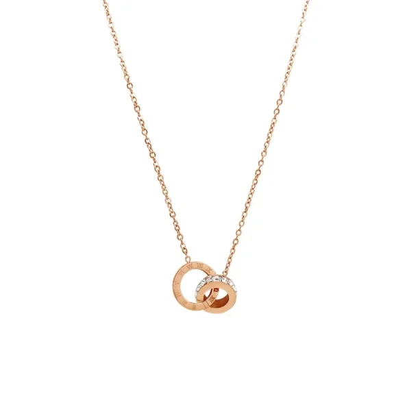 Interlocking Ring Crystal Box Chain Necklace