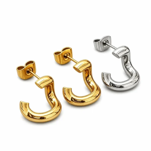 C-Shape Dome Hoop Earrings