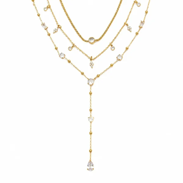 Teardrop CZ Layered Jewellery — Choose Your Piece