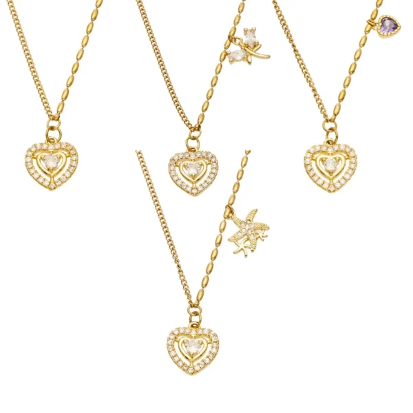 Crystal Motifs and Oval-Link Pendant Necklaces