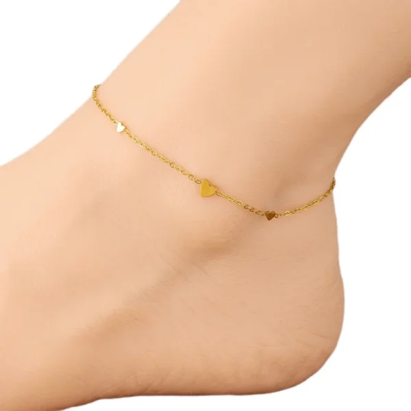 Three Heart Charms Anklet