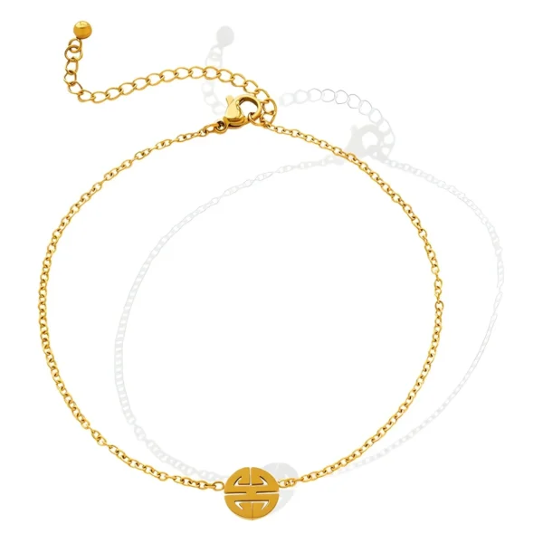 Round Longevity Symbol and Fine Chain Anklet