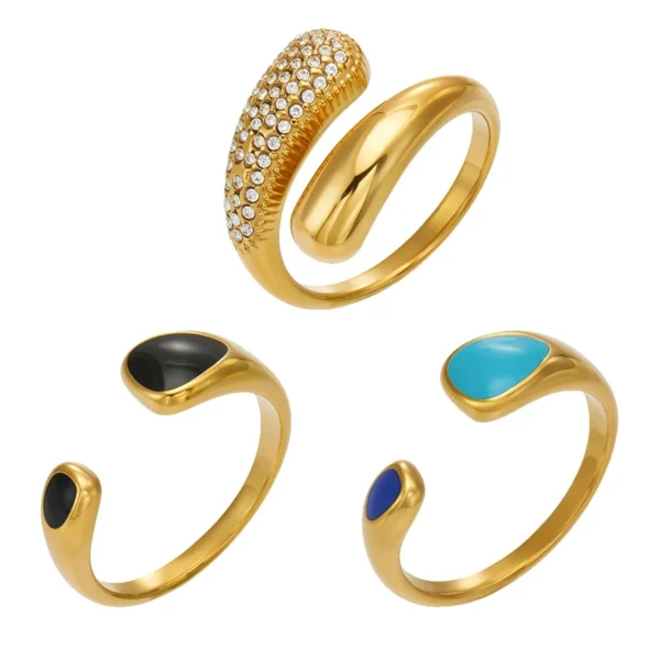 Open Ring with Teardrop Ends and Pavé
