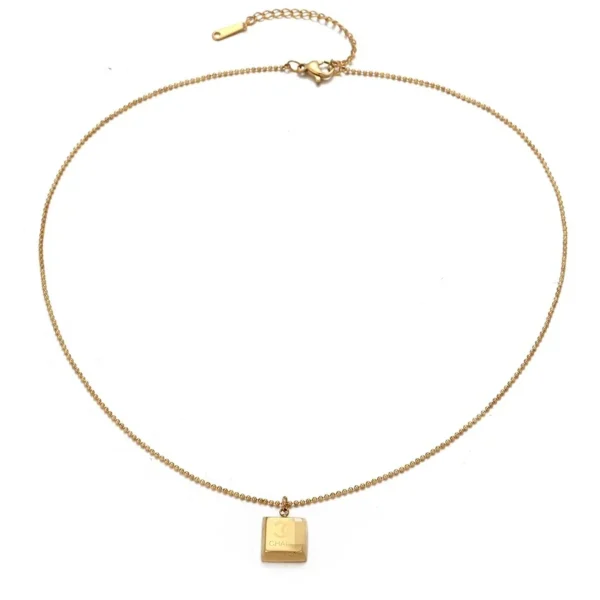 Padlock Pendant Necklace with Bead Chain