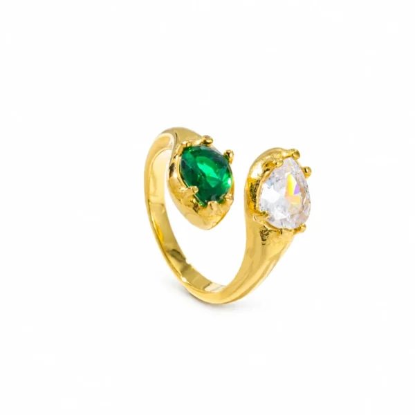 Open-Front Ring, Dual Oval Crystals