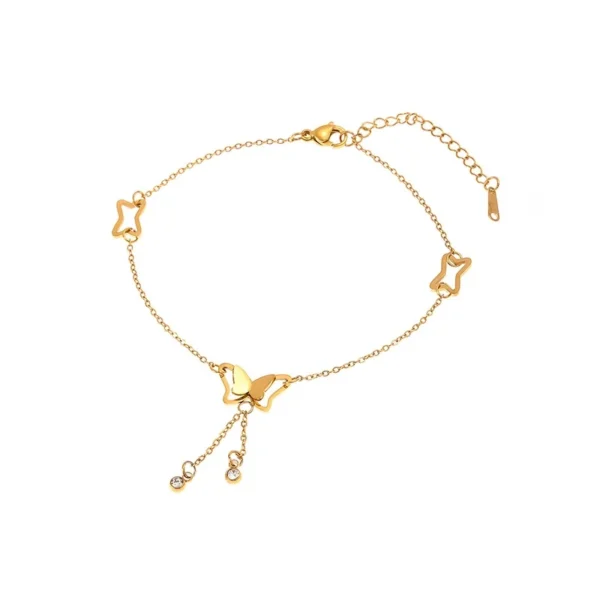 Butterfly Tassel & Crystals Anklet