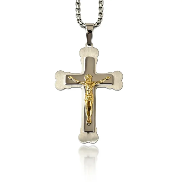 Pendant Necklace Two-Tone Crucifix