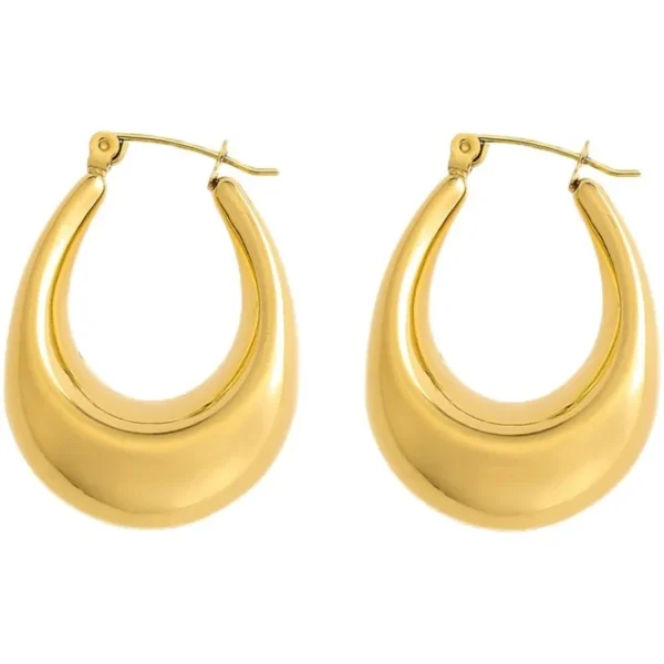 Rounded Teardrop Profile Hoop Earrings