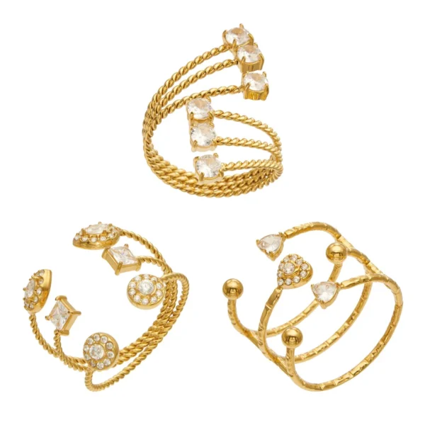 Open Ring with Geometric CZ Motifs and Open Ends