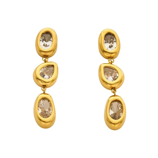 Oval Teardrop CZ Drop Earrings