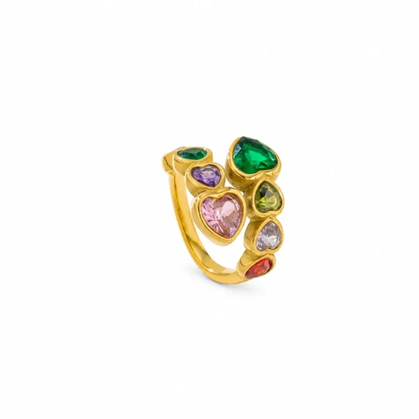 Heart Cluster Ring with Bezel-Set CZ