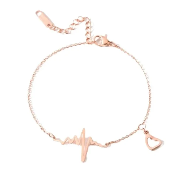 Heartbeat Bar and Heart Charm Anklet