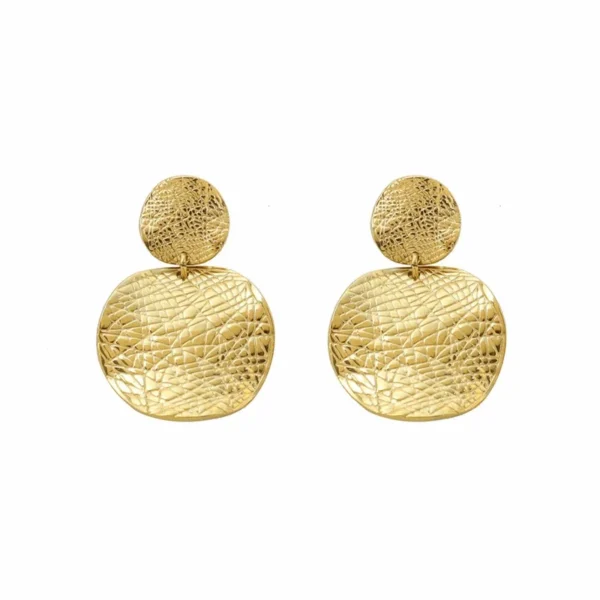 Drop Earrings Round Filigree Disc