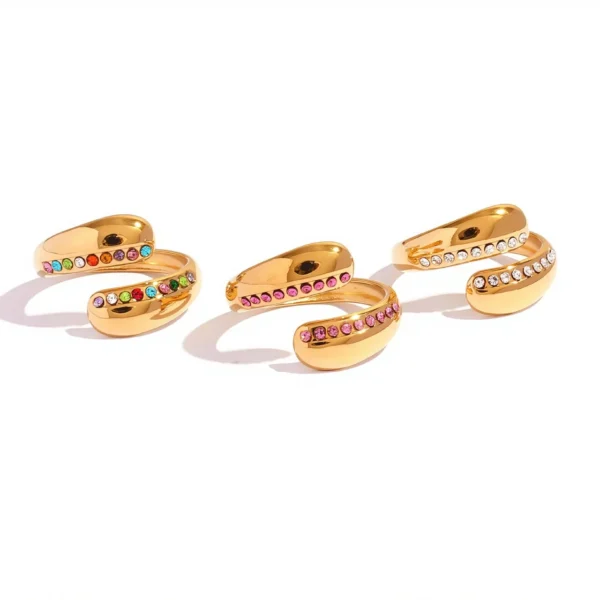 Open Ring, Teardrop Ends & Crystal Rows