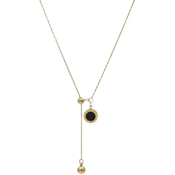 Pendant Necklace Reversible Black Disc
