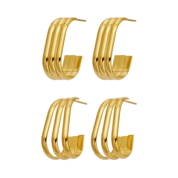 Hoop Earrings Triple C-Profile