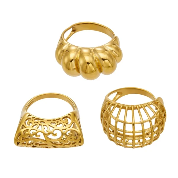 Openwork Vine and Cage Statement Rings