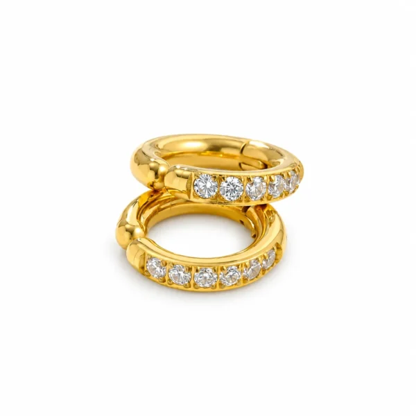 Huggie Hoop Earrings with Six Round Crystals