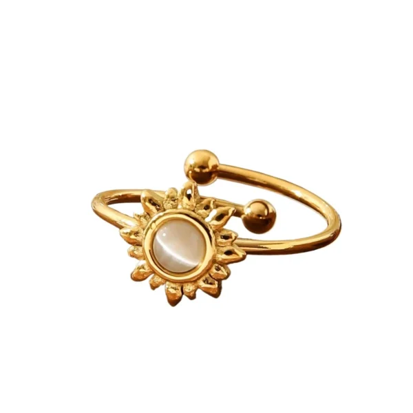 Sunburst Open Ring with Round Color Inlay