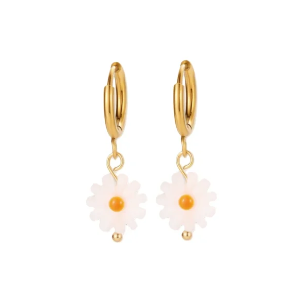 Daisy Drop Hoop Earrings
