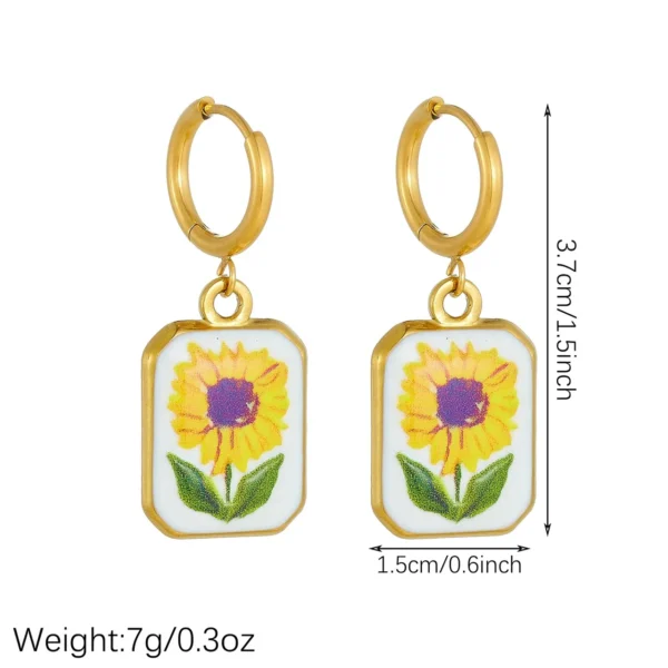 Sunflower Plaques Drop Earrings