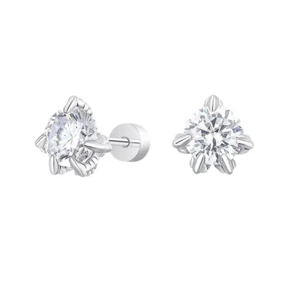 Edgy Dragon Claw Round CZ Stud Earrings