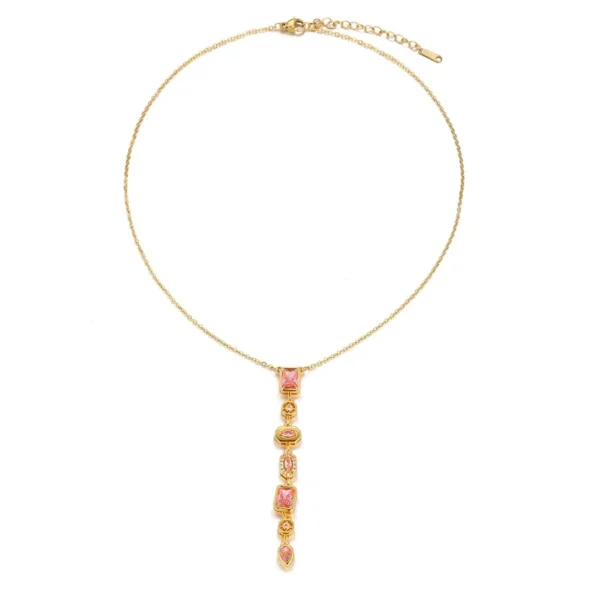 Geometric CZ Drop Pendant Necklace